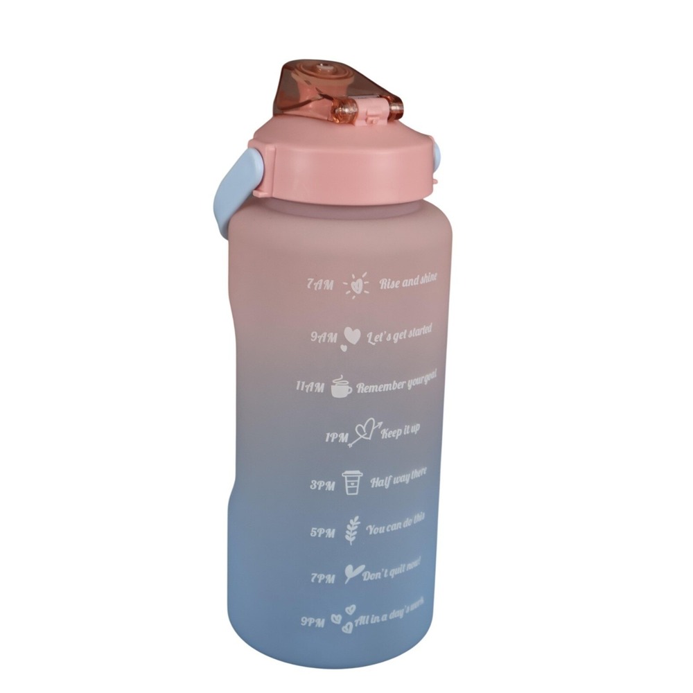 Flask Monster Tumbler Water Bottle 64‎ oz 2000 ml Pink Blue Ombre Straw Handle